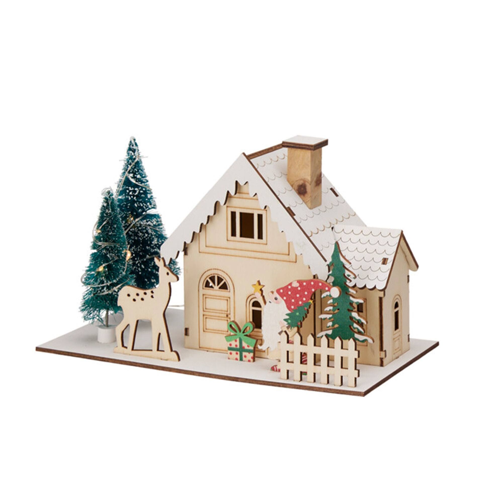 Casa navideña decorativa con 11 Luces LED