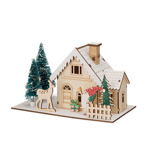 Casa de Natal Decorativa com 11 Luzes LED Brancas Quentes 12,5x20x10cm - 2 Desenhos (Variados)