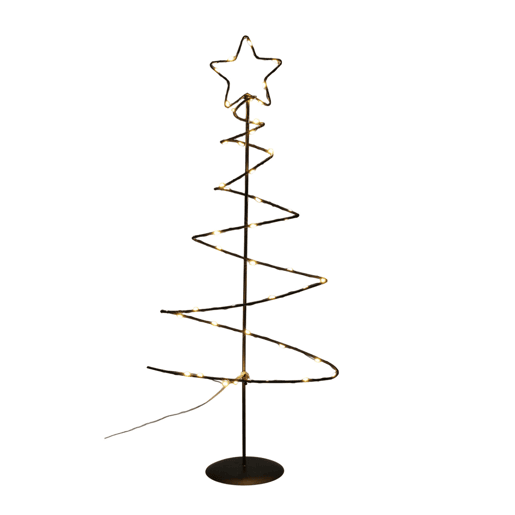 Árvore de Natal decorativa de metal preto Well Home com estrela e 46 luzes LED e temporizador 53x24x10cm