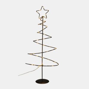 Árvore de Natal decorativa de metal preto Well Home com estrela e 46 luzes LED e temporizador 53x24x10cm