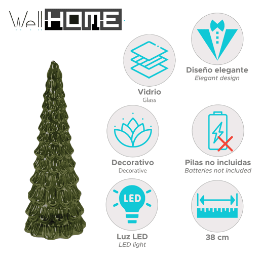 Árvore de Natal Well Home com decorações de LED e cabo de metal
