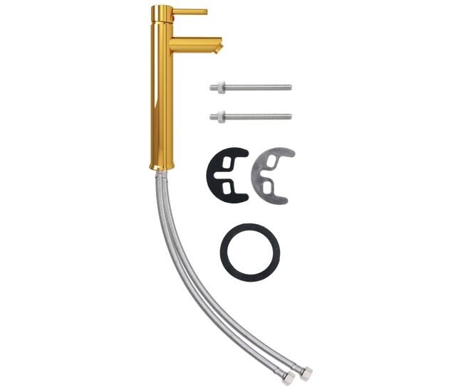 Vidaxl grifo mezclador de cuarto de baño dorado 12x30 cm