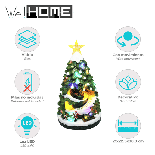 Árvore de Natal Well Home Decor com luzes LED e movimento Árvore de Natal Well Home Decor com luzes LED e movimento