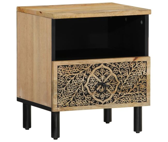 Mesita de noche - mesilla de noche de madera maciza de mango 40x33x46 cm