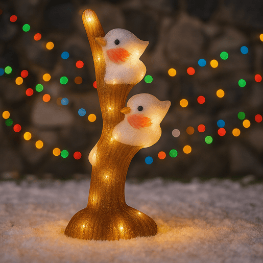 Luminária decorativa em formato de pássaros em árvore com 30 LEDs Luminária decorativa em formato de pássaros em árvore com 30 LEDs