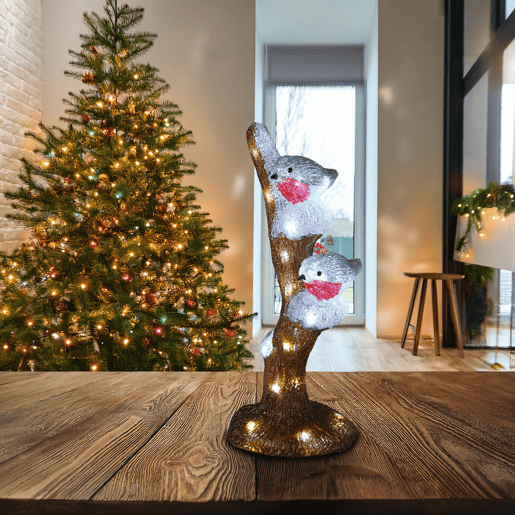 Luminária decorativa em formato de pássaros em árvore com 30 LEDs Luminária decorativa em formato de pássaros em árvore com 30 LEDs