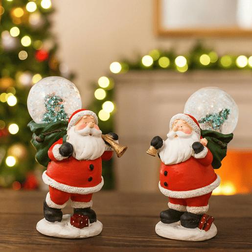Figura decorativa de Papai Noel com globo de neve 13x9,5x5,5 cm - 2 designs (sortidos)