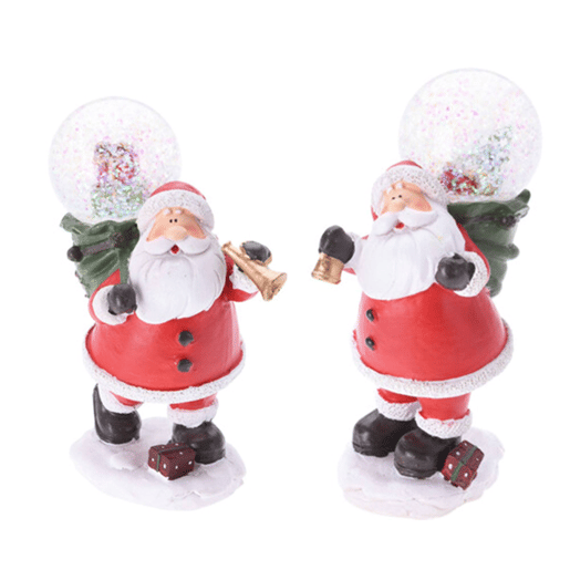 Figura decorativa de Papai Noel com globo de neve 13x9,5x5,5 cm - 2 designs (sortidos)