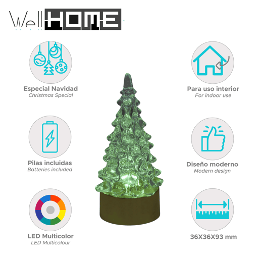 Árvore de Natal LED com mudança de cor de 9,3 cm Well Home