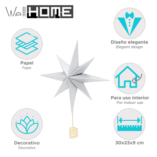 Estrela de Papel Well Home para Árvore de Natal (30 cm)