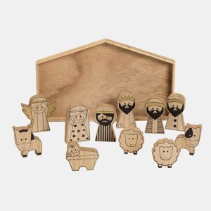 Presépio infantil de madeira para cores com 11 peças 2x28,5x17,3cm