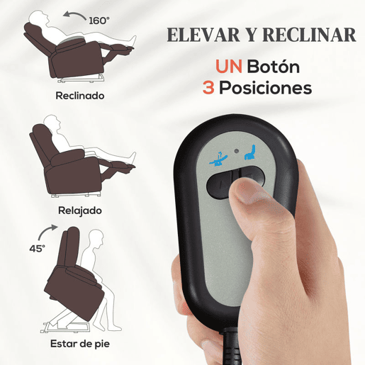 HOMCOM Poltrona Relax Levanta Pessoas com Controle Remoto Reclinação Elétrica de 160° Apoio para os Pés Encosto Estofado em PU e Bolsos Laterais 76x90x105 cm Castanho Escuro