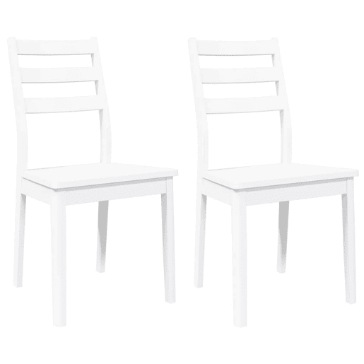 vidaXL Cadeiras de jantar 2 pcs madeira de seringueira maciça branco