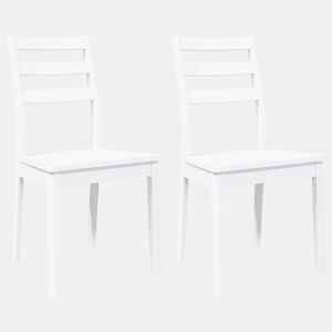 vidaXL Cadeiras de jantar 2 pcs madeira de seringueira maciça branco