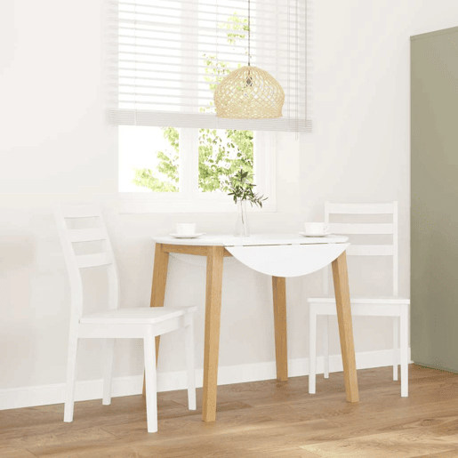 vidaXL Cadeiras de jantar 2 pcs madeira de seringueira maciça branco