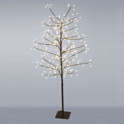 Well Home Árvore marrom de 120 cm com 240 luzes LED brancas quentes