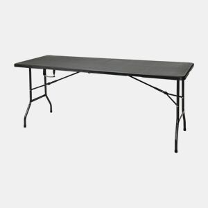 Mesa dobrável preta Well Home com mecanismo de travamento automático 74x180x70cm