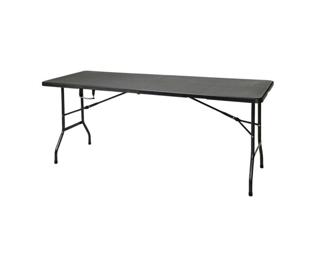 Well home mesa plegable negra con mecanismo de bloqueo automático 74x180x70cm