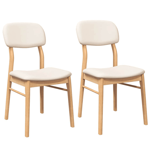 vidaXL Cadeiras de jantar com almofadões 2 pcs madeira maciça natural