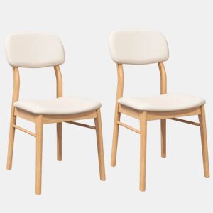 vidaXL Cadeiras de jantar com almofadões 2 pcs madeira maciça natural