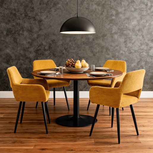 Cadeiras De Jantar Estofadas Em Tecido De Veludo Canelado Amarelo Com Pernas Metálicas Pretas Estilo Escandinavo Conjunto De 4 Ideal Para Sala Cozinha Ou Escritório Moderno