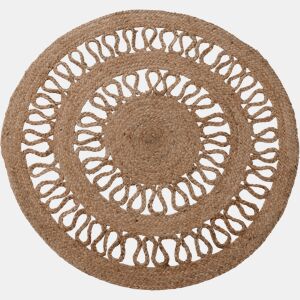 Tapete redondo de juta trançada - design vazado de 2 linhas 90 cm