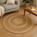 Alfombra redonda de yute trenzado - Diseño calado de 2 líneas Alfombra redonda de yute trenzado - Diseño calado de 2 líneas Natural