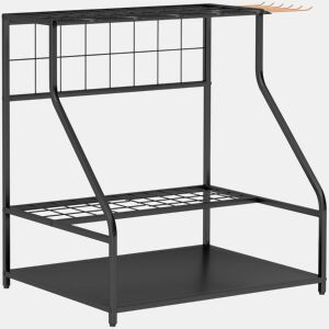 Outsunny Organizador de Ferramentas de Jardim Estante de Armazenamento de 3 Níveis para Garagem com Ganchos para Pás Ancinhos Vassouras Suporte de Metal 84x53x73 cm Preto