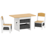 AIYAPLAY Mesa Infantil com 2 Cadeiras Mesa e Cadeiras para Crianças com 6 Gavetas de Tecido Desenho Estrelas para Meninos e Meninas de 3-8 Anos para Casa Escola Infantil Salas de Aula Madeira e Branco