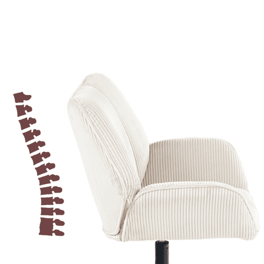 Conjunto De 2 Poltronas Giratórias Estofadas Em Veludo Canelado Bege Com Altura Ajustável E Base Metálica Preta Estilo Escandinavo Ideal Para Escritório Ou Sala Moderna
