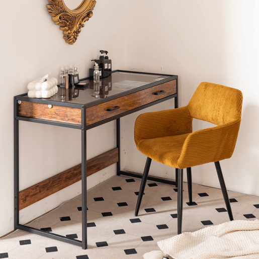 Cadeiras De Jantar Estofadas Em Tecido De Veludo Canelado Amarelo Com Pernas Metálicas Pretas Estilo Escandinavo Conjunto De 2 Ideal Para Sala Cozinha Ou Escritório Moderno