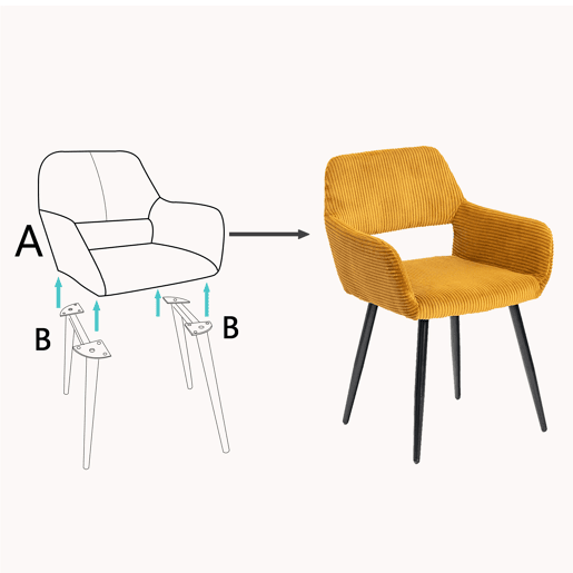 Cadeiras De Jantar Estofadas Em Tecido De Veludo Canelado Amarelo Com Pernas Metálicas Pretas Estilo Escandinavo Conjunto De 2 Ideal Para Sala Cozinha Ou Escritório Moderno