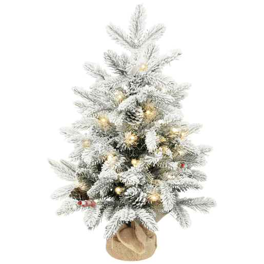 HOMCOM Árvore de Natal com 35 Luzes LED 60 cm Mini Árvore de Natal Artificial com 182 Ramos com Neve Pinhas Bagas e Base de Saco de Juta Decoração de Natal de Mesa para Casa Escritório Verde HOMCOM Árvore de Natal com 35 Luzes LED 60 cm Mini Árvore de Natal Artificial com 182 Ramos com Neve Pinhas Bagas e Base de Saco de Juta Decoração de Natal de Mesa para Casa Escritório Verde