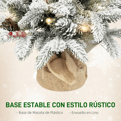 HOMCOM Árvore de Natal com 35 Luzes LED 60 cm Mini Árvore de Natal Artificial com 182 Ramos com Neve Pinhas Bagas e Base de Saco de Juta Decoração de Natal de Mesa para Casa Escritório Verde HOMCOM Árvore de Natal com 35 Luzes LED 60 cm Mini Árvore de Natal Artificial com 182 Ramos com Neve Pinhas Bagas e Base de Saco de Juta Decoração de Natal de Mesa para Casa Escritório Verde