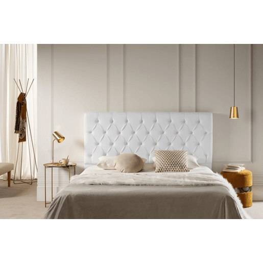 Cabeceira Estofada CAPRI Pele Sintética 220x120x12 cm - BRANCO - Moonia