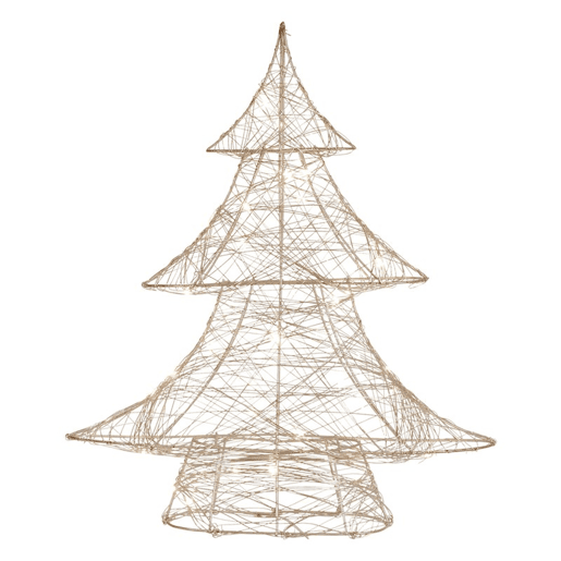 Árvore Decorativa Luminosa Well Home em Dourado com 60 Micro LEDs Branco Quente 60x50x13cm