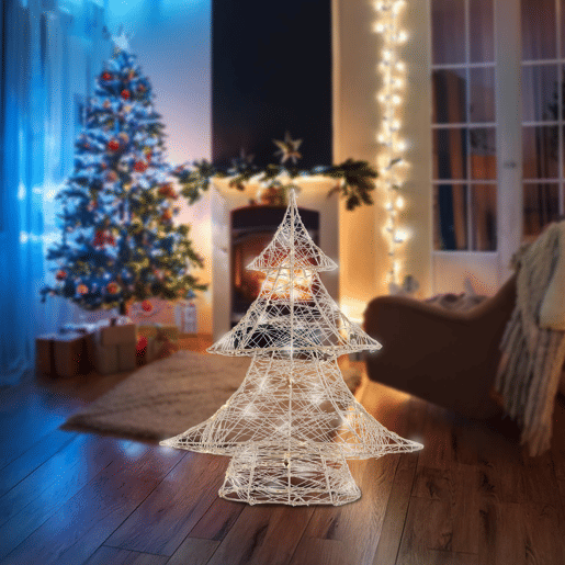 Árvore Decorativa Luminosa Well Home em Dourado com 60 Micro LEDs Branco Quente 60x50x13cm
