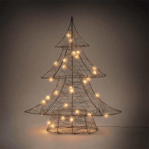 Árvore Decorativa Luminosa Well Home em Dourado com 60 Micro LEDs Branco Quente 60x50x13cm
