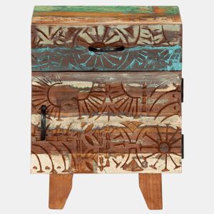 Mesa De Cabeceira - Mesinha De Cabeceira esculpida à mão 40x30x50 cm madeira recuperada