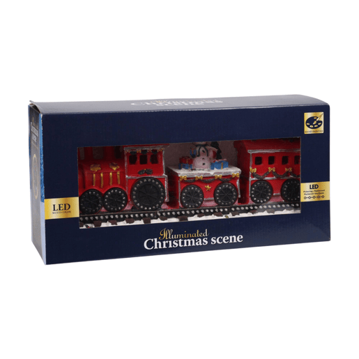 Trem de Natal Decorativo com Locomotiva e 2 Carruagens, com Luzes LED e Móbiles 17x39x11cm - 2 Desenhos (Variados)