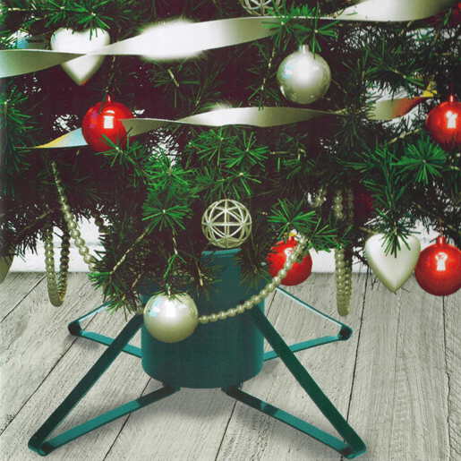 Suporte para árvore de Natal Well Home Green com pernas de metal e reservatório de água - 21,6 x 57 x 57 cm