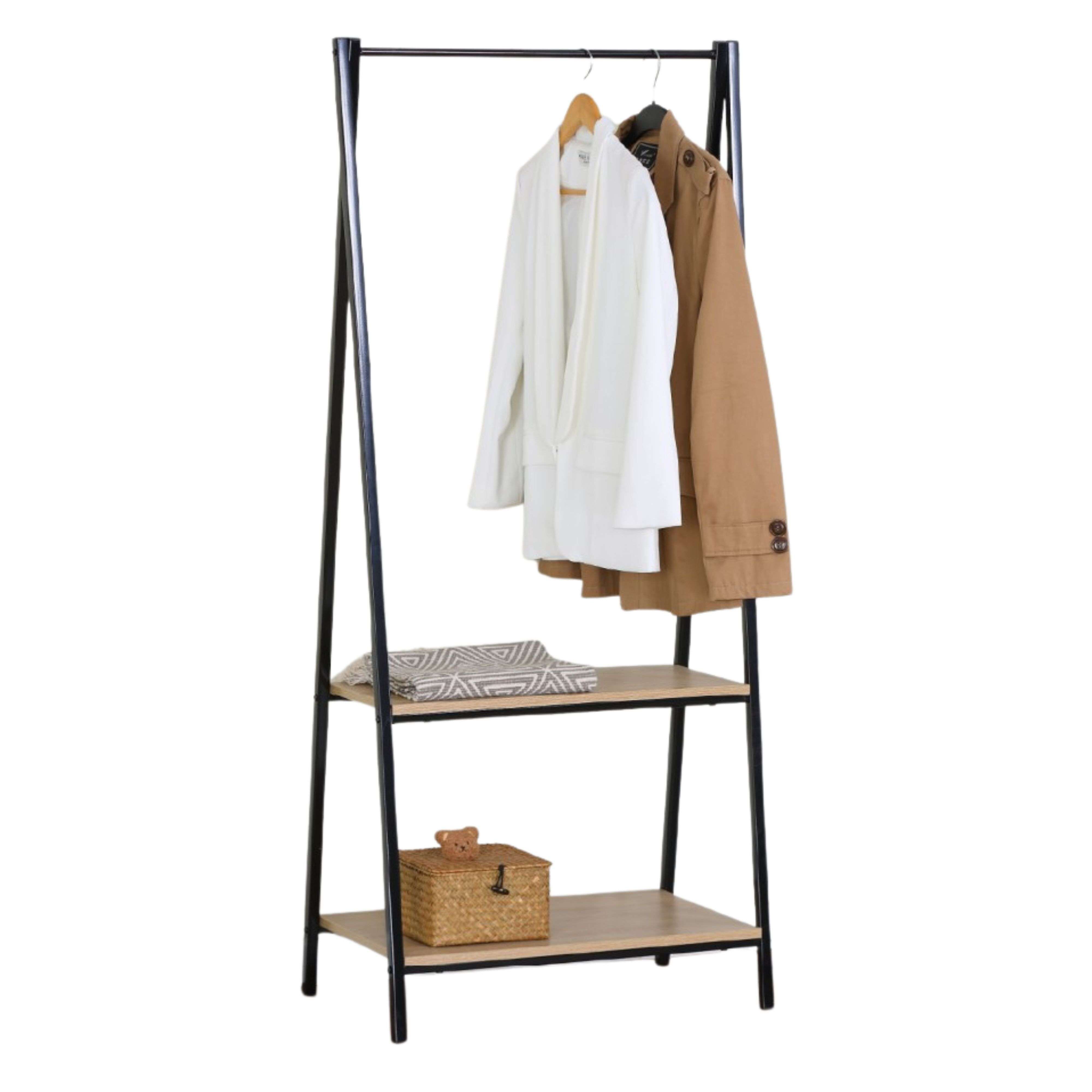 Burro de Ropa 2 Estantes Dormitorio Melamina y Metal