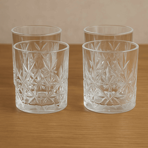 Conjunto de 4 Copos de Vidro com Capacidade de 230 ml Ø8x7,5cm