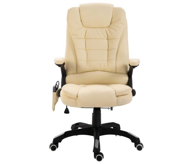 Silla de oficina stanlow función masaje + calefacción crema 110-119x64x71 cm
