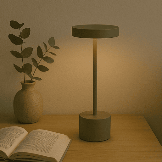 Luminária de mesa Well Home Taupe com 24 luzes LED branco quente com 3 modos de iluminação Ø34,2x8cm