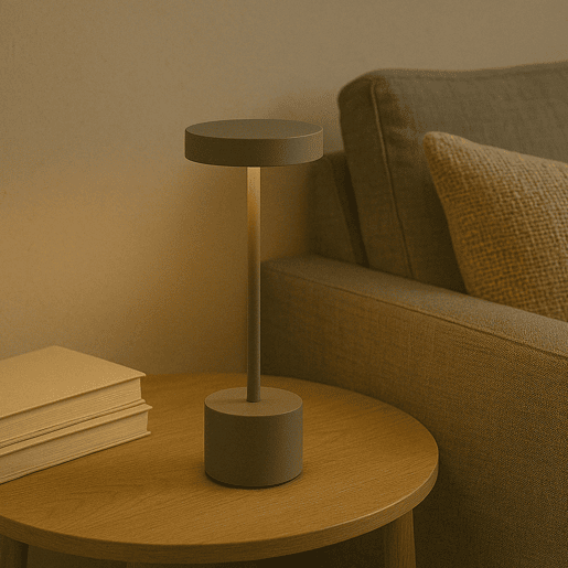 Luminária de mesa Well Home Taupe com 24 luzes LED branco quente com 3 modos de iluminação Ø34,2x8cm