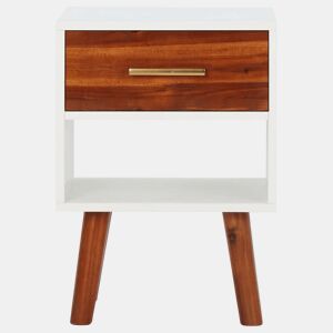 Mesa De Cabeceira - Mesinha De Cabeceira em madeira de acácia maciça 40x30x57 cm
