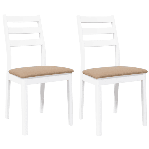 vidaXL Cadeiras de jantar com almofadões 2 pcs madeira maciça branco