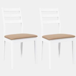 vidaXL Cadeiras de jantar com almofadões 2 pcs madeira maciça branco