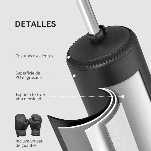 HOMCOM Punching Ball de Boxe com Altura Ajustável com Barra Giratória 360° e Base Preenchida Punching Ball para Boxe 88x48x155-205 cm Preto